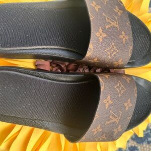 Louis Vuitton Monogram Brown Slide Sandals